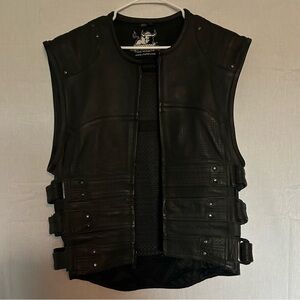 Speed And Strength Mens Full Zip Motorcycle Bike Vest Cut Black Leather Size M